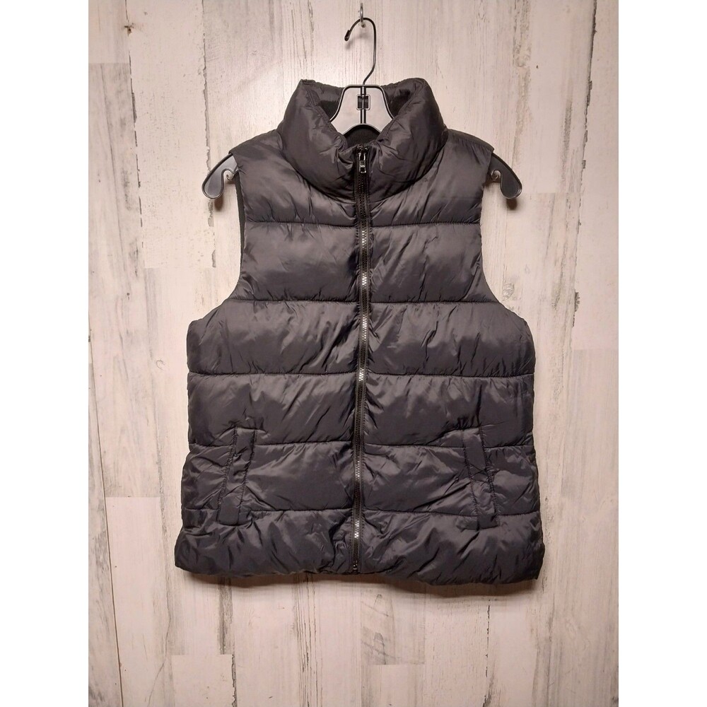 Old Navy Vest Womens Medium Black Zip Front Puffer Quilted Insulated